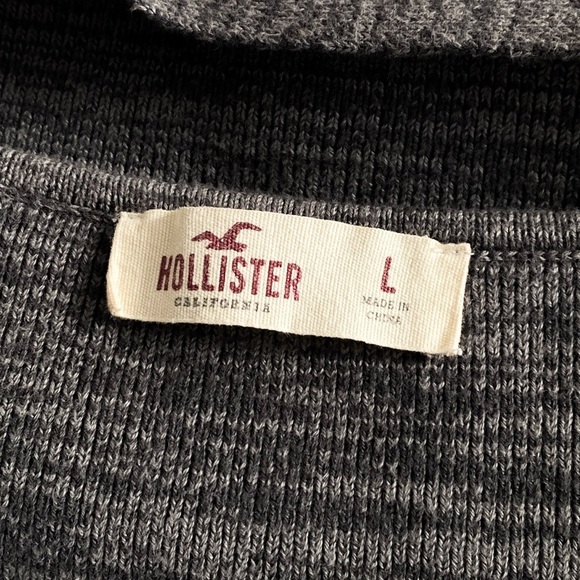 Hollister Grey Knit Criss Cross Cropped Tank Top - Size L - High Neck - Picture 10 of 10